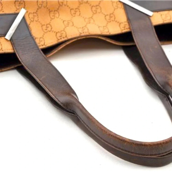 Vintage Gucci Tote Bag Canvas and Leather - Picture 7 of 16